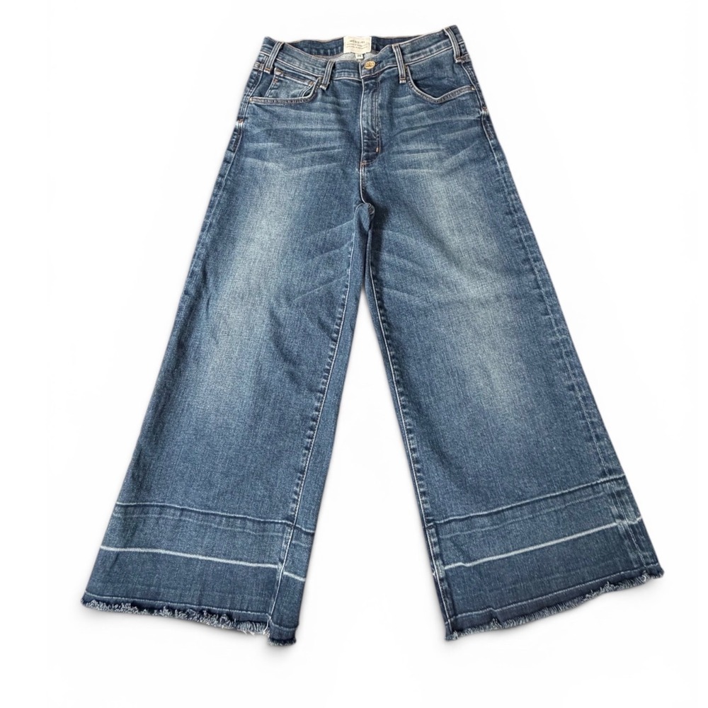 McGuire Jeans Womens 26 Blue Wide Leg Cropped Raw Shadow Hem High‎ Rise Denim